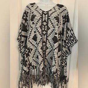 Printed poncho sweater